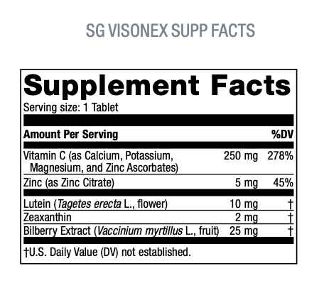 USANA Singapore Visionex Supplement Facts